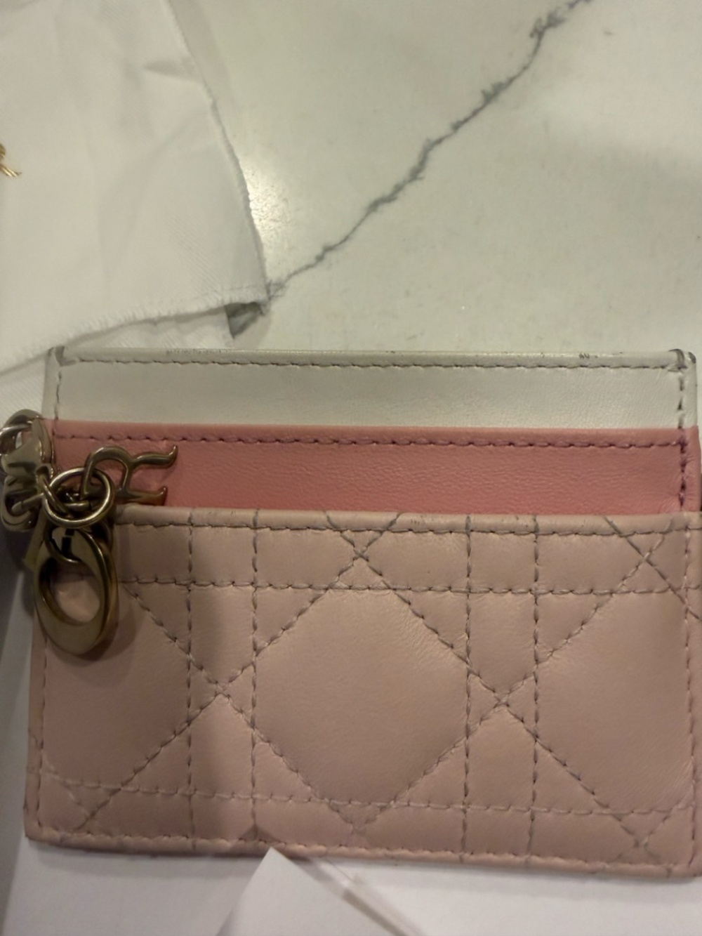Dior Leather Card Holder with DIOR charms Pink - Picture 4 of 4